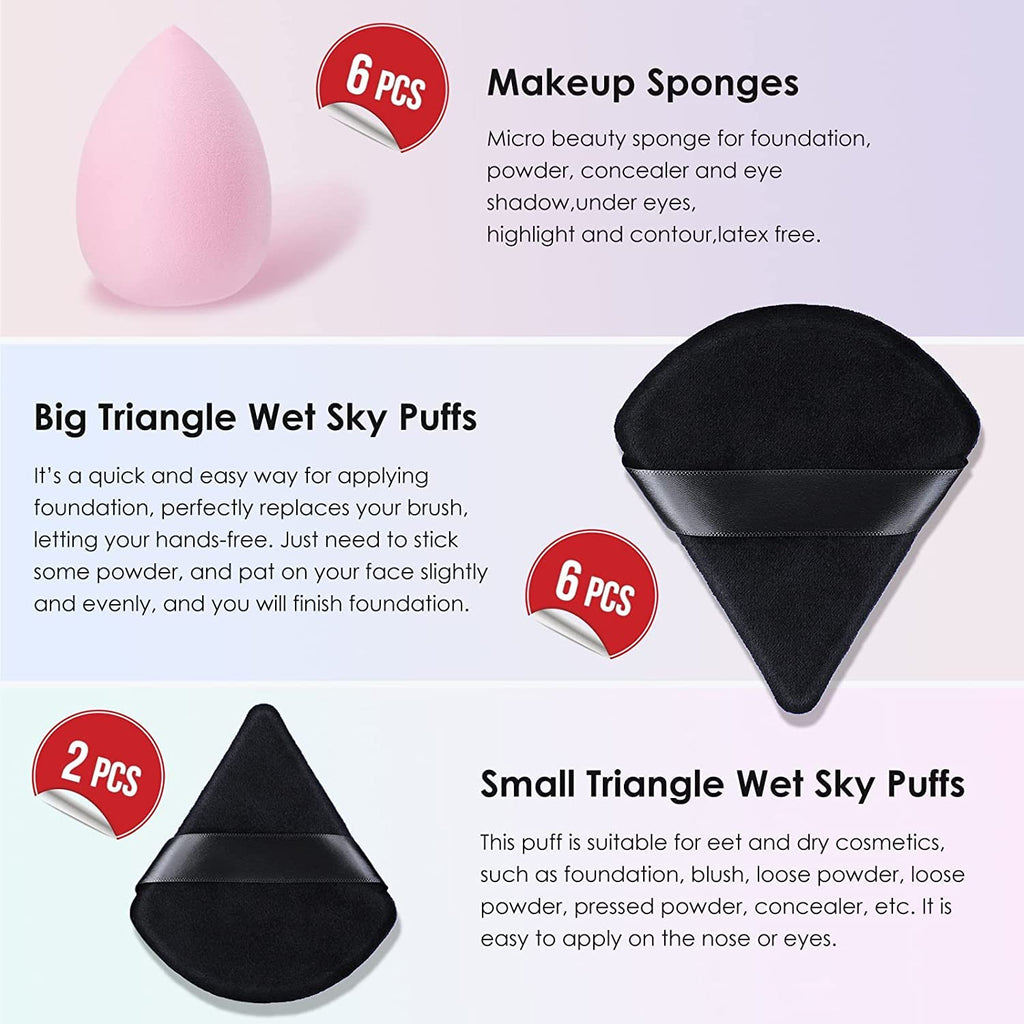 My Colors 6 Pieces Powder Puff Soft Face Triangle Makeup Puff for Loose Powder Body Cosmetic Foundation Sponges Beauty Blender Makeup Tool Multicolors - Image 6