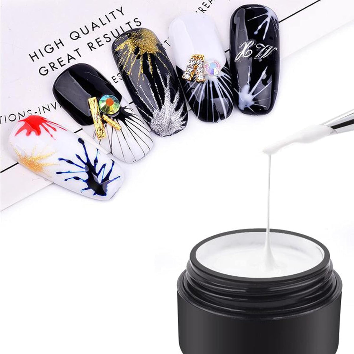NAILWIND Spider Gel for Nail Art, Painting Elastic Drawing Spider Gel Soak off UV LED Gel Polish, Nail Art DIY Gel's Paint Design Point To Line Drawing And Painting Gold, 5g - Image 5
