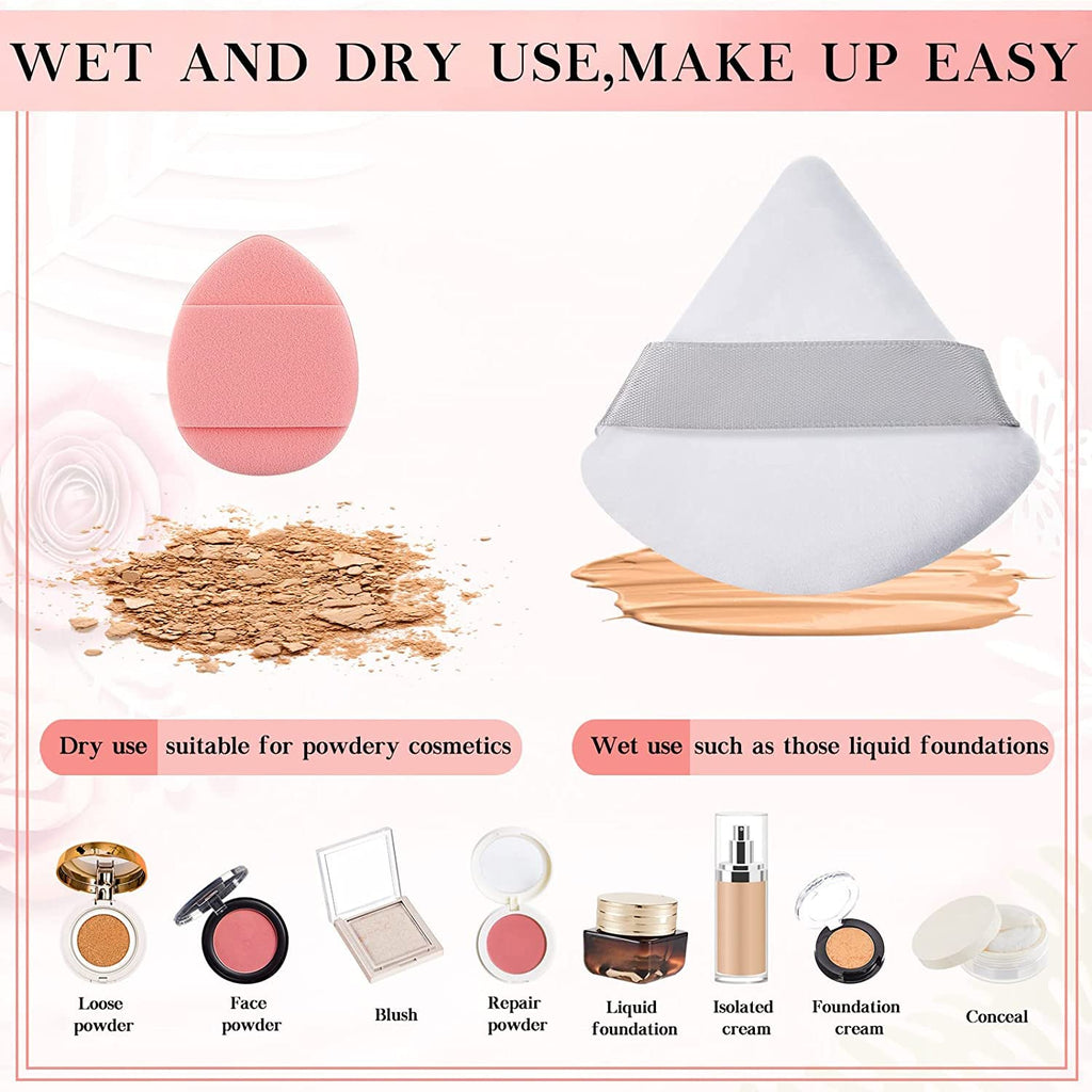 COSLUXE 10 Pieces 6 - Soft Face Triangle Makeup Puff, 4 - Finger Soft Makeup Puff, for Loose Powder Body Cosmetic Foundation Sponges Beauty Blender Makeup Tool Multicolored - Image 2