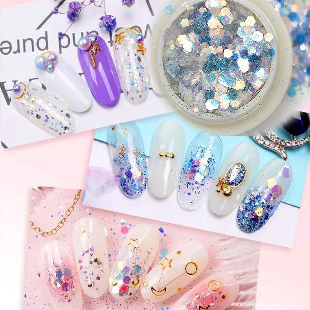 NAILWIND Nail Glitter Sequins Powder, Nail Decal Manicure for Nail Glitter Nail Polish Acrylic Nails 8 Pcs Nails Glitters Makeup Glitter Face Body Eye Hair Nails Festival Holographic - Image 6