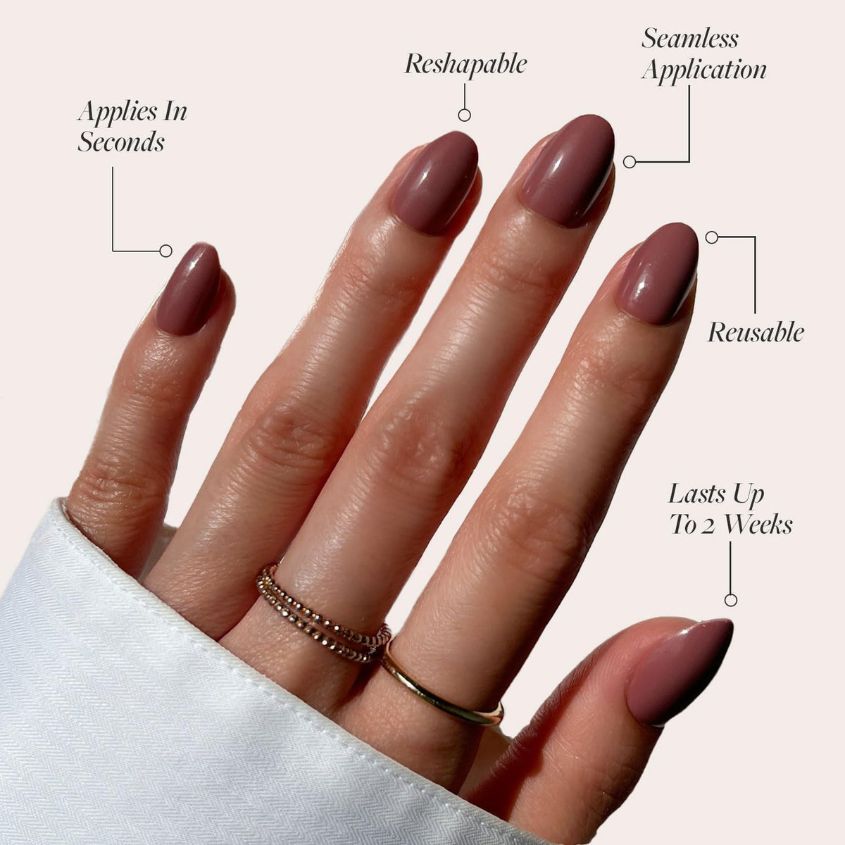 NAILWIND Press On Nails | Short Round Fake Nails, Reusable | 24 Pcs & 12 Sizes - Nail Kit | Nail Tips Natural Reusable Stick on Naill | False Nailway for Women Girls - Image 3