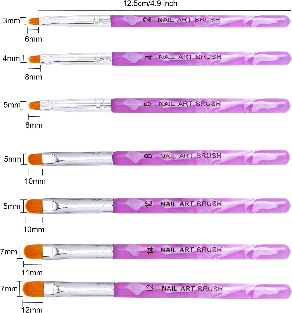 NAILWIND 7 Pcs Nail Art Brush Pen UV Gel Acrylic Nail Brush False Nail Art Tips Builder Gradient Painting Gel Nail Polish Brush Set Tools - Image 6