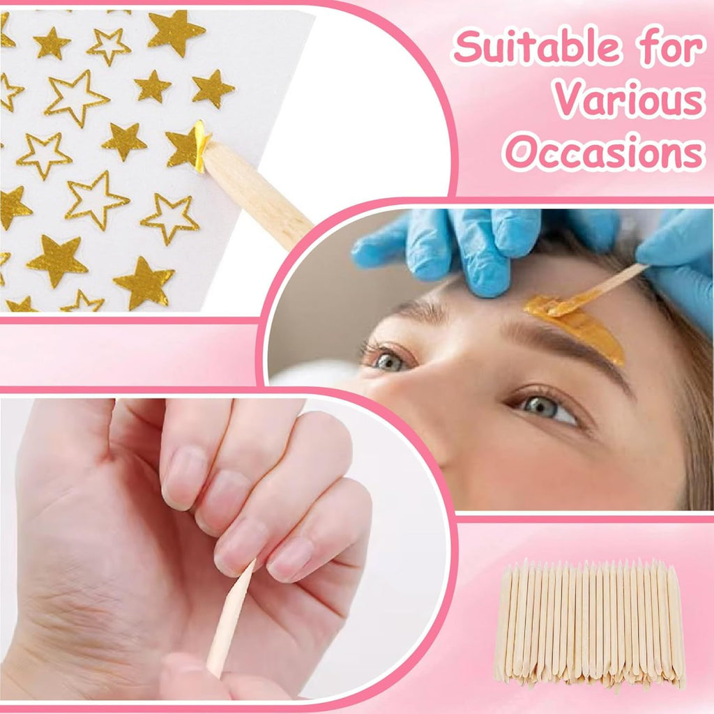 100 PCS Orange Wooden Sticks, Double-End Wood Cuticle Pusher Nail Art Manicure Pedicure Tools - Image 4