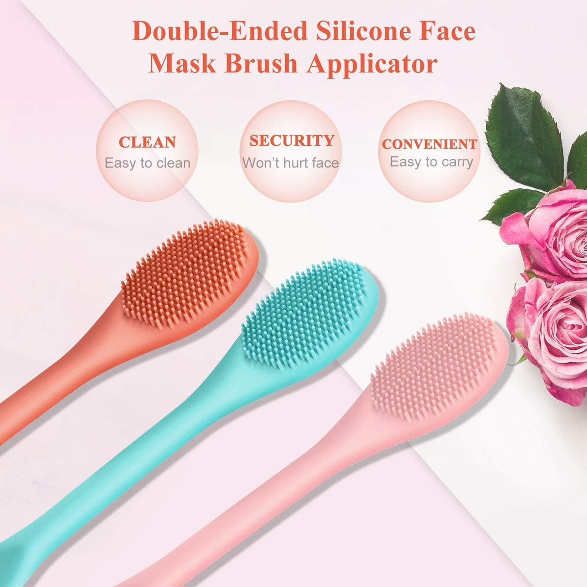 Cosluxe Silicone Face Mask Brush Double-head, Soft Face Mask & Facial Cleansing Brush,Facials, Mud,Clay Mask's,DIY,Modeling Masks,Body Lotion,and BB CC Cream,Pore Cleaner pack of 4 - Image 5