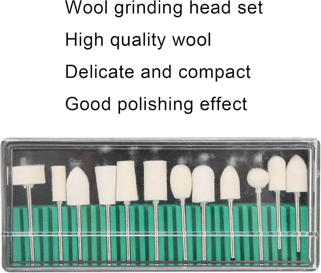 NAILWIND 12PCS Nail Drill Bits Set, Wool Felt Nail Grinding Polishing Head Portable Nail Drill Bits Set Accessory, Professional Safety Nail Drill Bits, Wool Polishing Heads for Nail Remover and Nail Polisher - Image 2