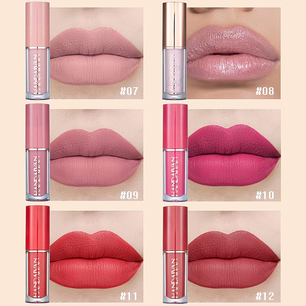 COSLUXE 12Pcs Velvet Matte Liquid Lipstick Set, Waterproof Long Lasting Non-Stick Cup Not Fade Nude Lip Gloss Set, UP TO 24 HOURS, Professional Lip Makeup Gift Kit for Women Girl 2.5x12 - Image 4