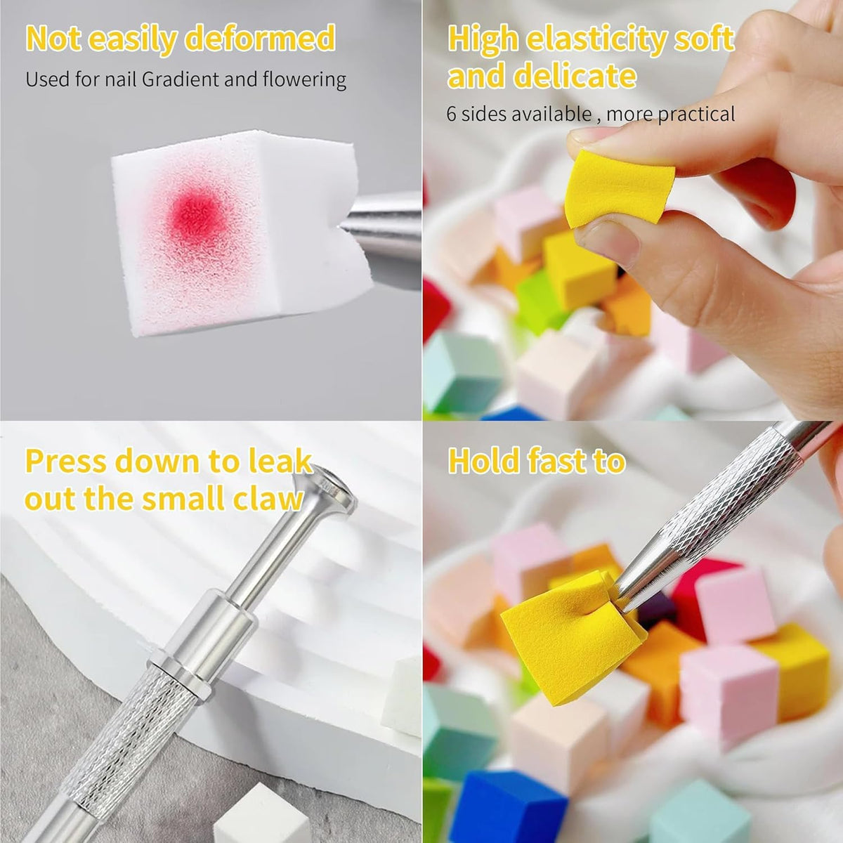 NAILWIND Nail Sponges for Ombre with 4 Claws Nail Sponge Metal Grabber,Nail Sponges, Nail Sponge 1 Metal Grabber with Mini Replaceable Nail Sponges Blocks for Ombre Nail Art, Stamping Tools Nail Art Tools Nail 80 - 100Pcs - Image 4