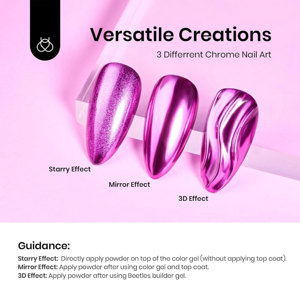 NAILWIND Chrome Nail Powder | Pink Mirror Effect Chrome Powder for Nails Glitter Long Lasting | Pearl Aurora Mermaid Nail Powder | Holo Pigment Nail Art DIY Design Decorattion, for Woman Girls 4 PCS - Image 5