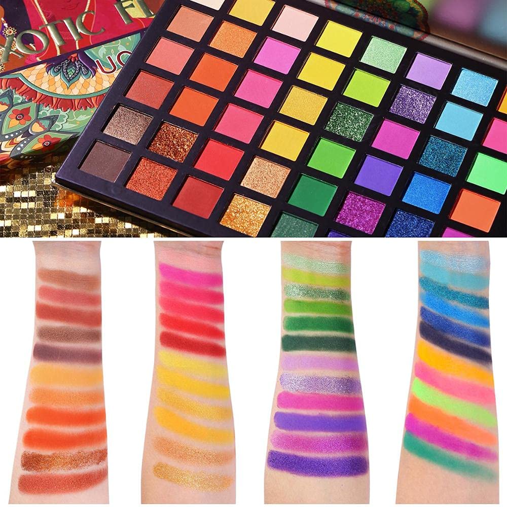 COSLUXE UCAN BE Exo tic Flavors Neon Eyeshadow Makeup Palette, 48 Colorful High Pigmented - Rainbow Glitter Eye Shadow Make Up Pallete, Multicolor, Shimmery, Satin & Matte Finish - Image 2