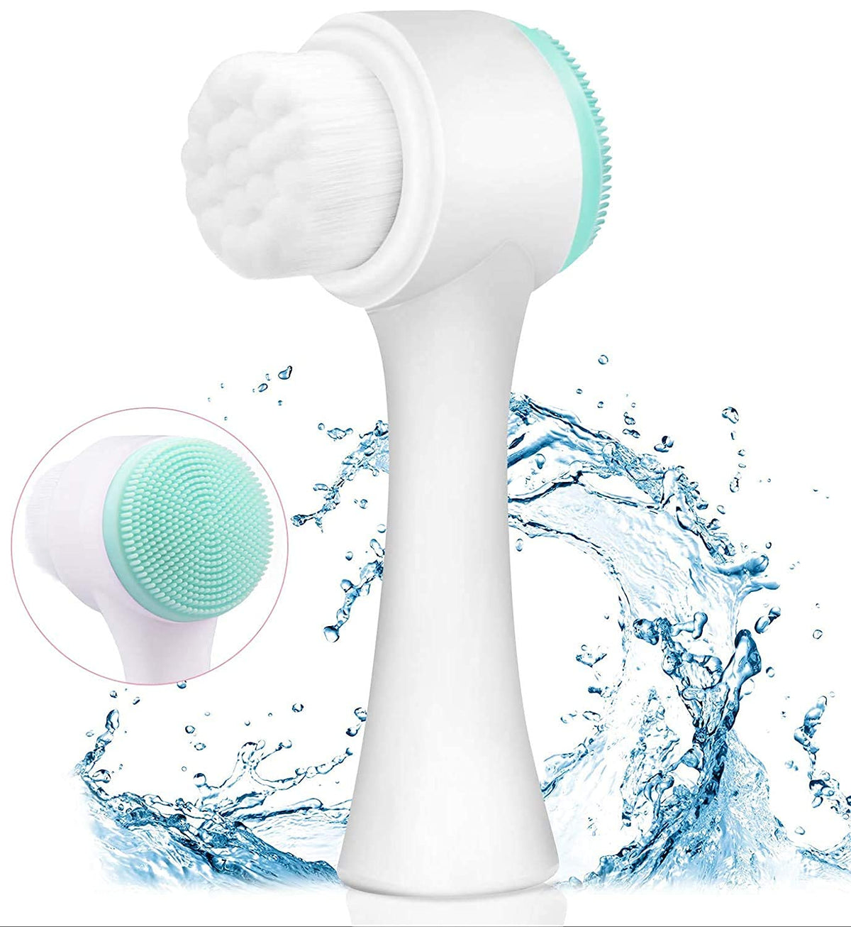 COSLUXE Manual Facial Cleansing brush, 2-in-1 Skin Care face brush, silicone facial scrubber Manual Dual Face Wash Brush for Deep Pore Exfoliation Massaging - Image 8