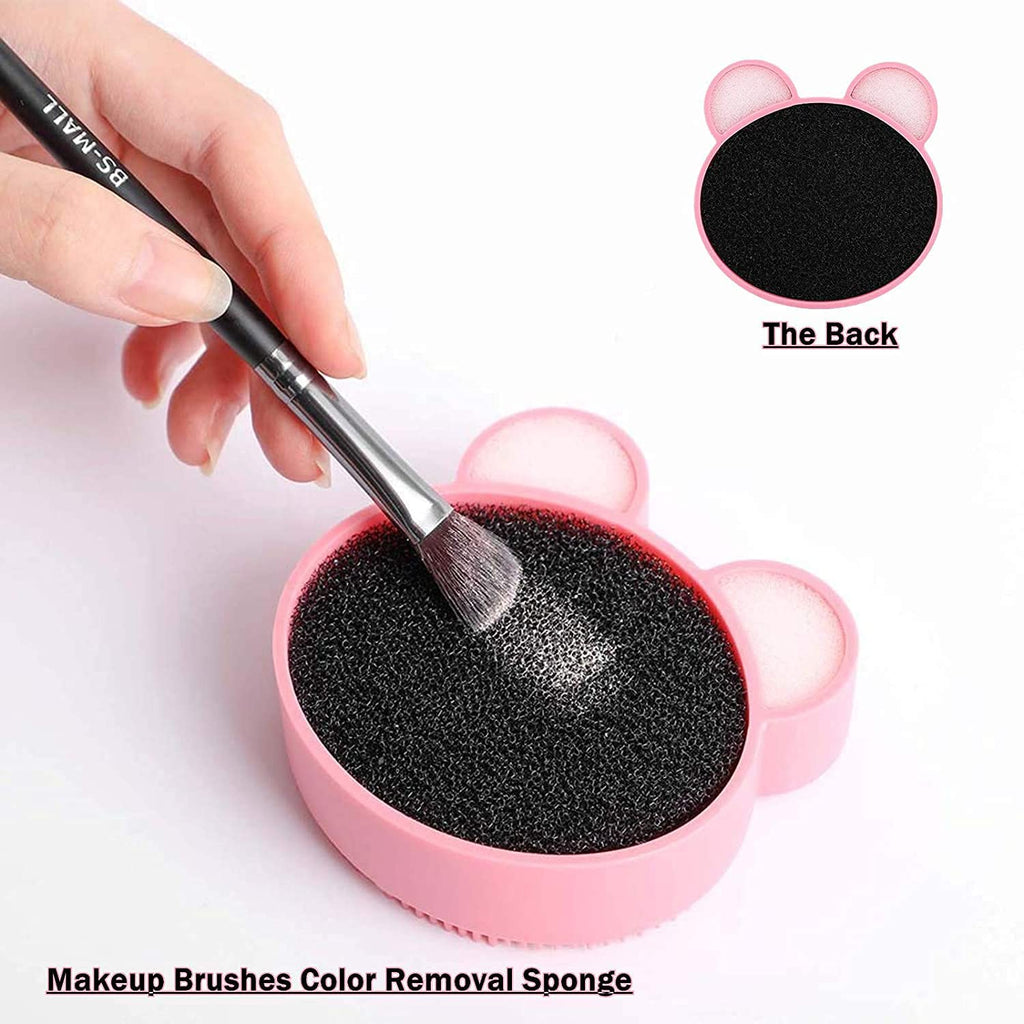 COSLUXE Makeup Brush Cleaning Mat with Color Removal Sponge, 2 in 1 Design Silicone Cleaner Pad for Dry Brush Color Switch and Wet Cleaning - Image 4