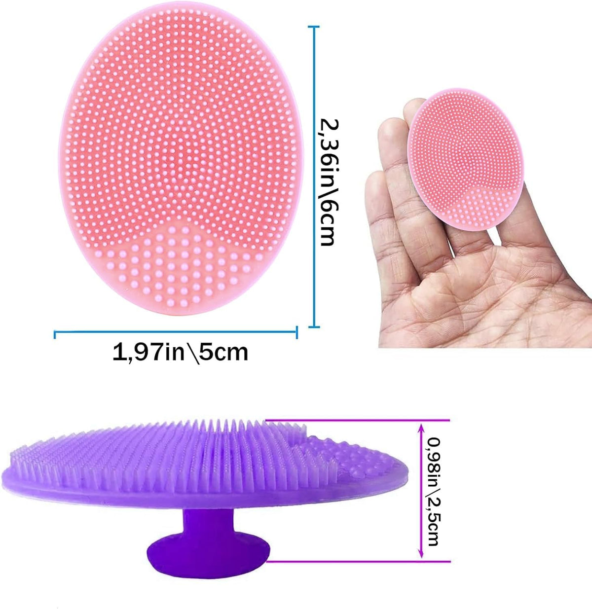 Cosluxe Face Scrub Brush, 2 Pcs, Soft Silicone Exfoliation, Massage, Pore Cleansing & Blackhead Removal, For Women & Girls - Image 2