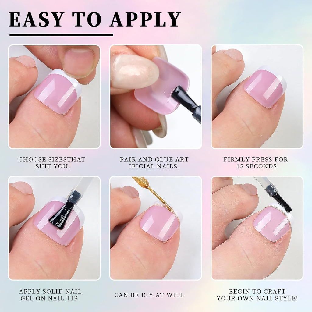 NAILWIND 9 Color Press On Nails Fake Nail 216 Pcs, French tip press-on nails, Press on Nail, Artificial Nail Extensions Combo in Multicoloured, Full Cover Glossy Nude False Acrylic Nails for Women Girls (08) - Image 7