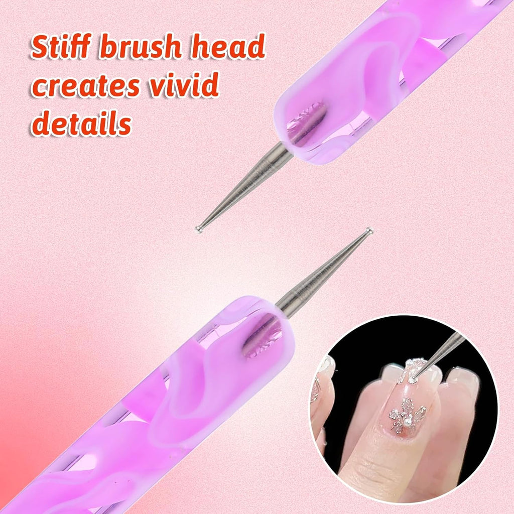 NAILWIND 3 Pcs Double Ended Liner Brush for Nails Gel French Manicure Brush Nail Dotting Tool Professional Manicure Tool for Manicure Cuticle Clean Up Nail Art Design 12#, 14#, 16# - Image 7