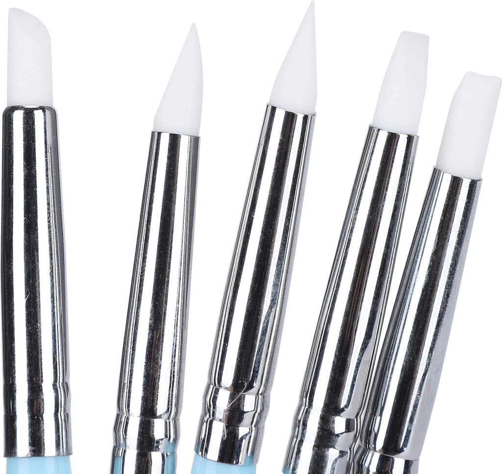 NAILWIND Silicone Clay Sculpting Tool Nail Art Dotting Tools, Pen Dual Head UV Gel Carving Pen, Nail Silicone Brushes Set ,Pottery Clay Sculpting Tools Modeling Painting Drawing Tool DIY Art Craft (Blue, 5 pcs) - Image 8