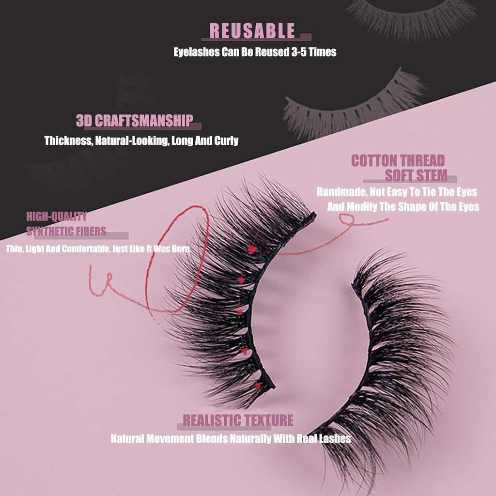 COSLUXE IMAGIC PROfessional Premium Collection False Eyelashes, Natural & soft 100% Handmade 3D Eyelashes Pack 10 Pairs Mix of 1 box- 07 - Image 4