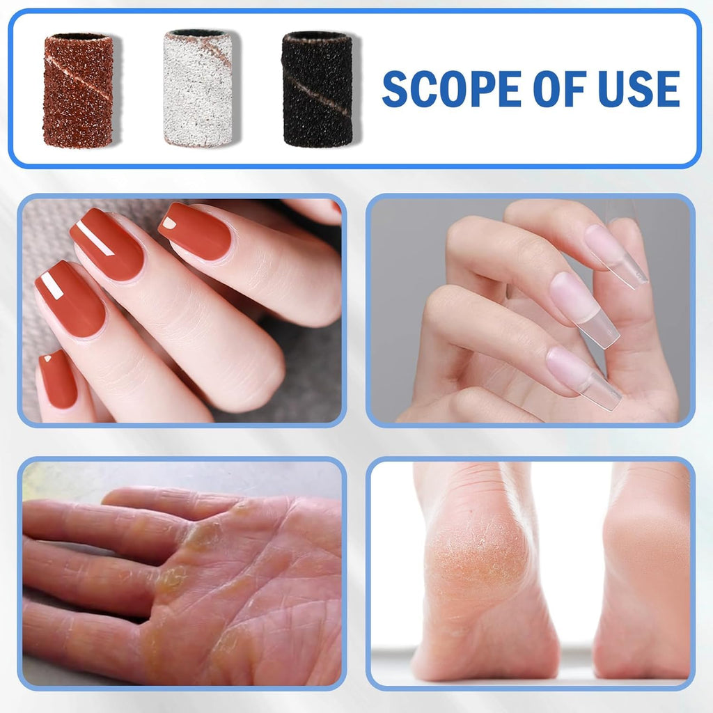 NAILWIND 75 Pcs Nail Drill Bit Sanding Bands, Coarse, Medium, and Fine Grit Nail File Sanding Bands, Includes 3/32-Inch Mandrel Drill Bit, for Acrylic Nails Gel Manicure, Pedicure, and Nail Salon - Image 6