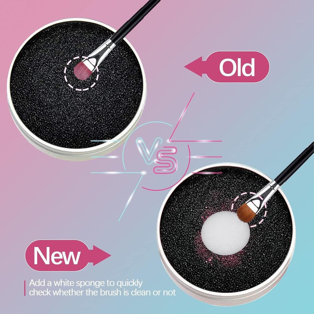 COSLUXE Makeup brush cleaner Makeup Brush Tool - Makeup Brush Quick Cleaner Sponge - Removes Shadow Color from Your Brush White and Black - Image 4
