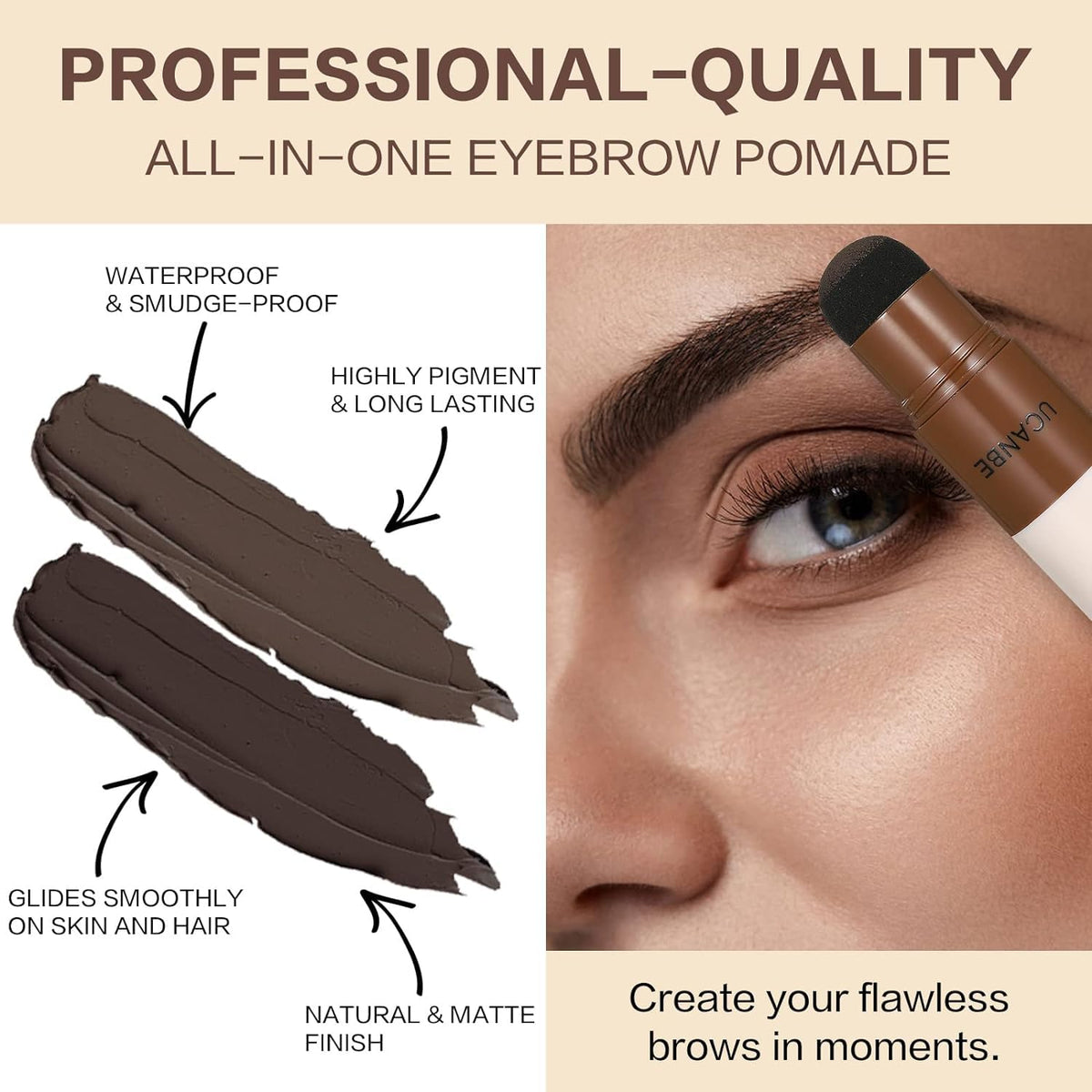 COSLUXE UCANBE 25 Eyebrow Stamp Stencil Kit With Dual-Color Eyebrow Stamp Pomade, Reusable Eyebrow Stencils,Finising Powder,Brush,Eyebrow Razor,Zipper Pouch,Waterproof Eye Brow (01-Blonde+Light Brown) - Image 4