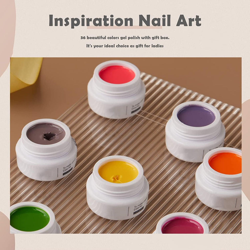 NAILWIND Gel Nail Polish, 36 Colors 8ML Nail Art Pigment Set Gel Polish Solid Glue Extension Gel With One Nail Brush One Nail File for Nail Art DIY Design - Image 3