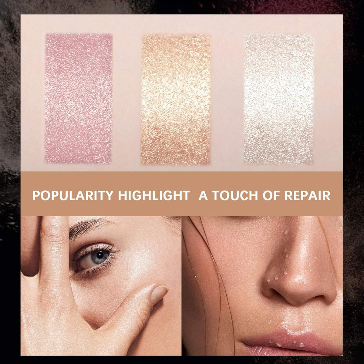 Hojo Highlighter Highlight Shimmering Powder, Waterproof Long Lasting Highlighter's, Highlight Powder Palette,highlighter makeup 10g (PINK) - Image 7