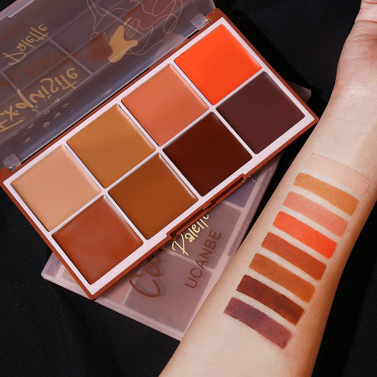 COSLUXE UCANBE Face Concealer Contour Cream Makeup Palette 24.8g - 8 Colors Exquisite Facial Camouflage Contouring Corrector Pallet Full Coverage Make Up Kit (02) - Image 2