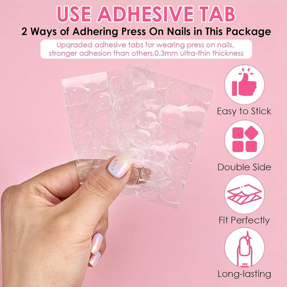 NAILWIND Press On Nail Kit with Glue & Adhesive Tabs – Nail Prep Kit with Mini File, Cuticle Sticks & Prep Pads | Long Lasting Fake Nails Tools for Beginners & Salon Use - Image 5