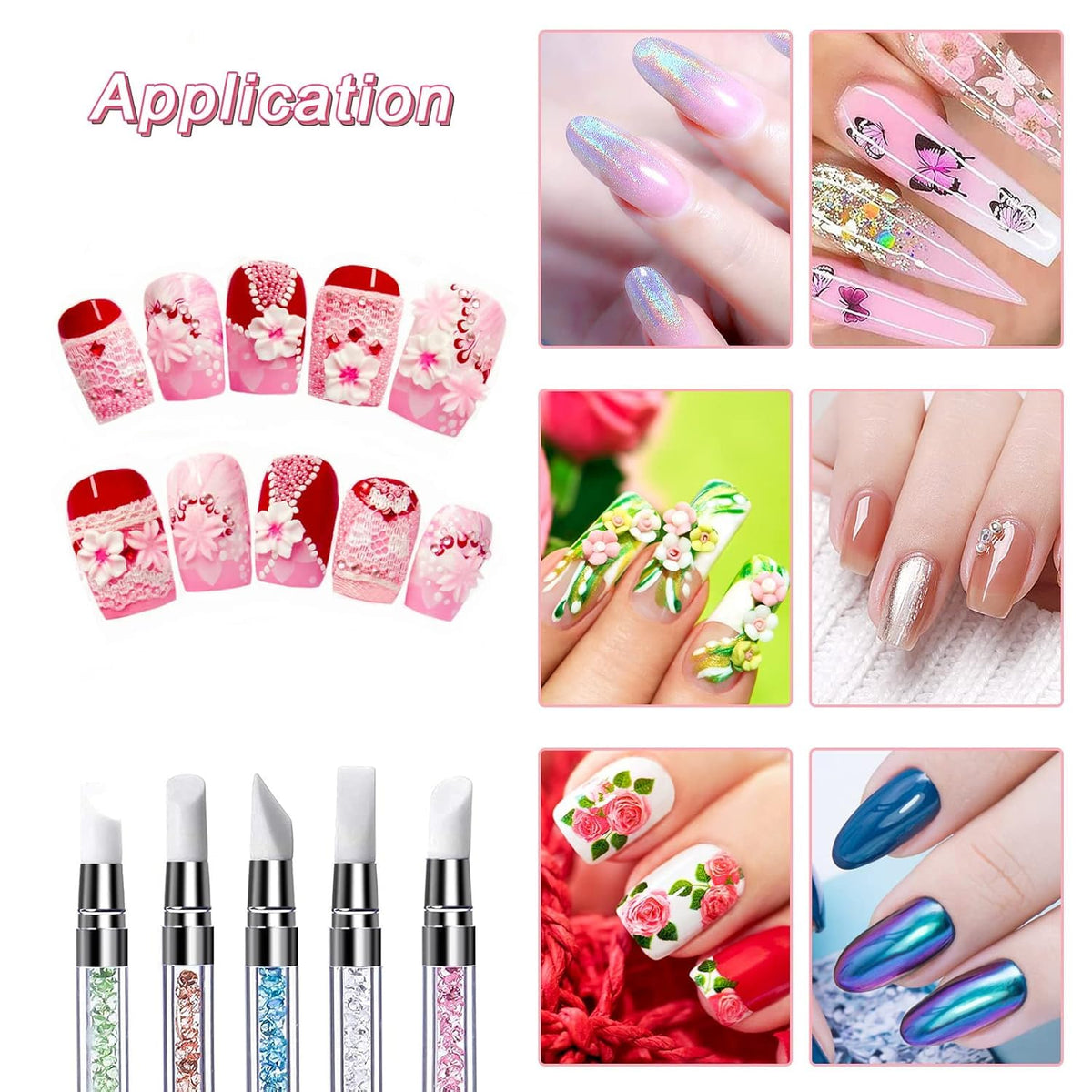 NAILWIND 5 Pcs Dual Nail Tools Nail Art Sculpture Pen,Silicone Head Acrylic Handle Nail Art Brushes,Nail Art Tools for Home Salon - Image 8