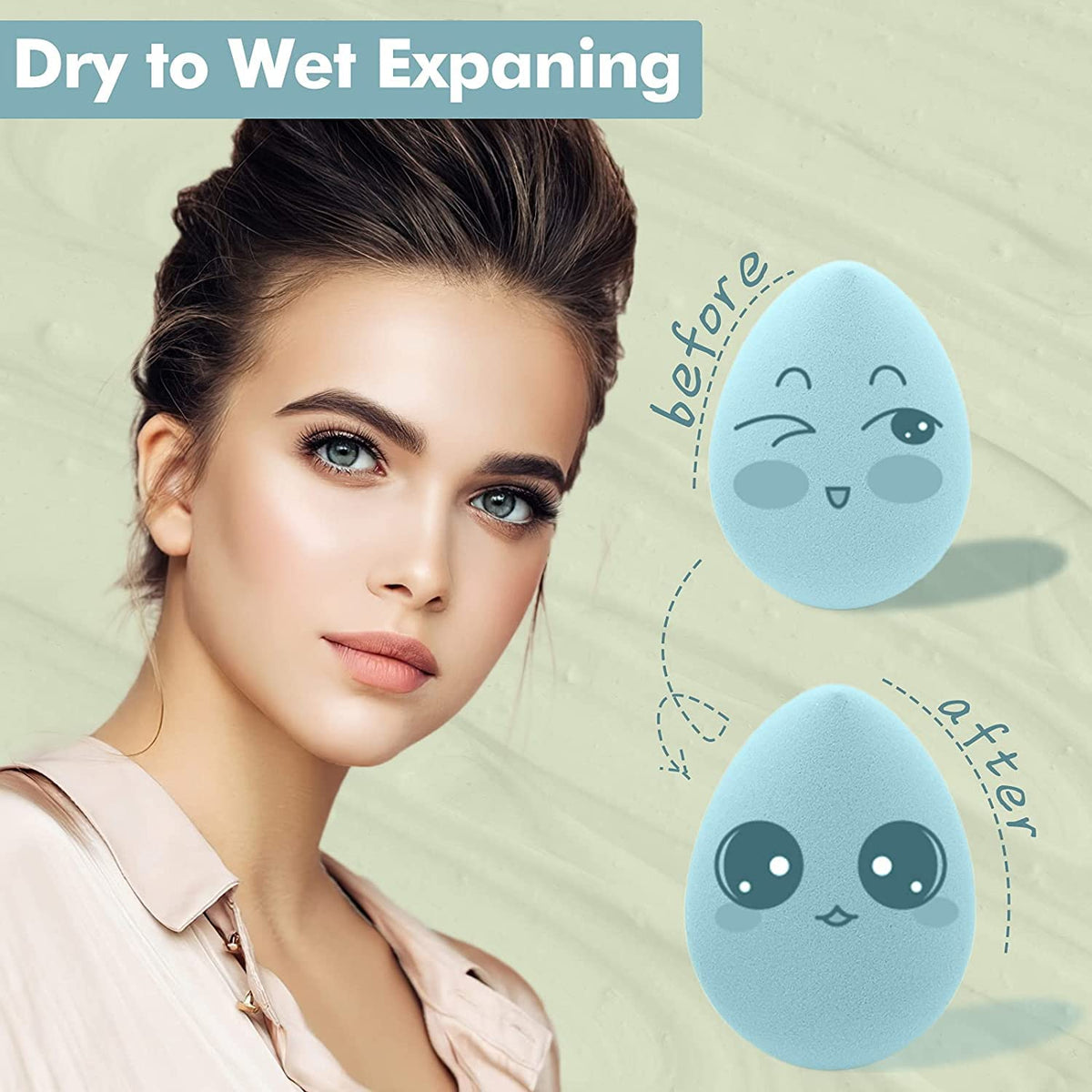 COSLUXE Makeup Sponge Set Beauty Blender with Egg Case, Soft Sponge For Liquid Foundation, Creams, and Powders, Latex Free Wet and Dry Makeup Multi-colored, 8 Pcs - Image 5