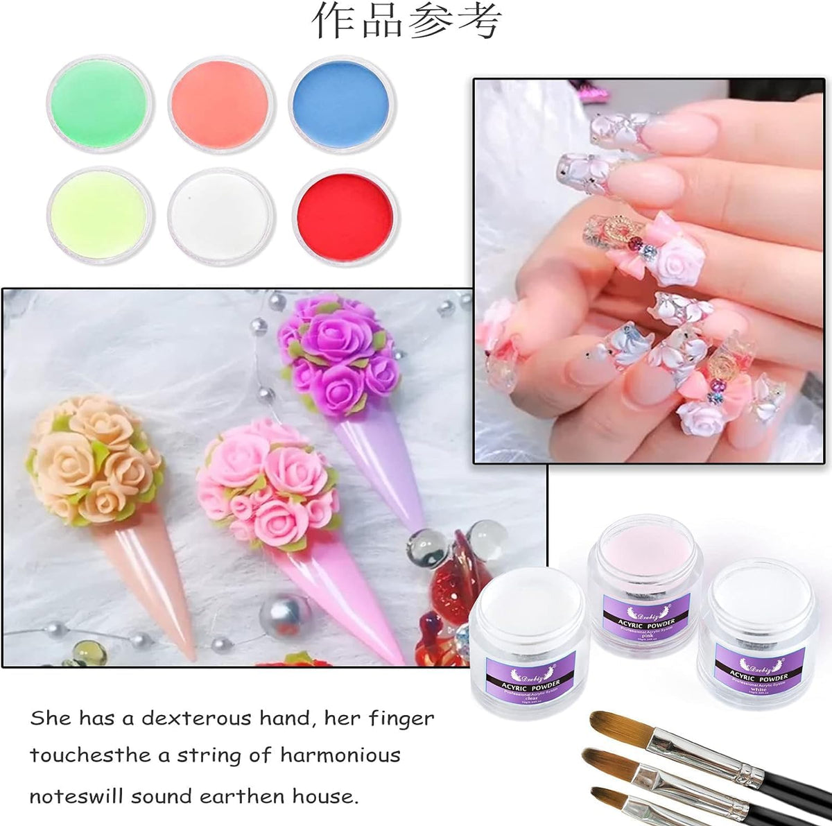 MY COLORS Professional Acrylic Nail Extension System, Acrylic Nail Kit,Acrylic Nail Powder,28g (Pink Clear White) - Image 5
