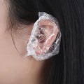 COSLUXE ear caps 100 Pcs for Clear Waterproof Ear Protectors – Disposable Ear Caps for Bathing, Shower, Hair Dye, Spa, and Salon Use – Elastic and Lightweight Ear Covers for Home, Hotel, and Travel