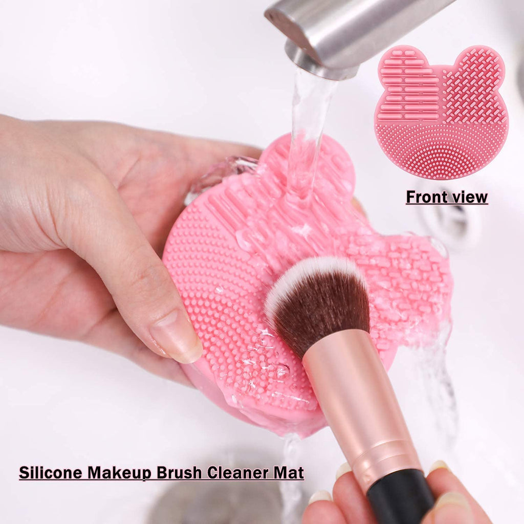 COSLUXE Makeup Brush Cleaning Mat with Color Removal Sponge, 2 in 1 Design Silicone Cleaner Pad for Dry Brush Color Switch and Wet Cleaning - Image 6