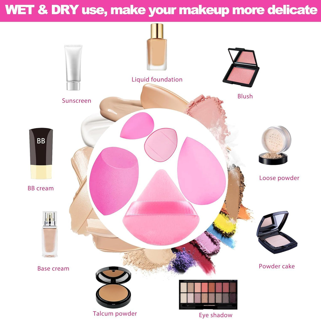 COSLUXE 12 Pcs Makeup Sponge Set, 3 Beauty Blender Sponge, 3 Mini Makeup Sponge & 3 Triangle Puff Set, 3 Finger Puff Mini Makeup Sponges for Foundation, Liquid, Cream, Powder, Beauty Gift Set - Image 3