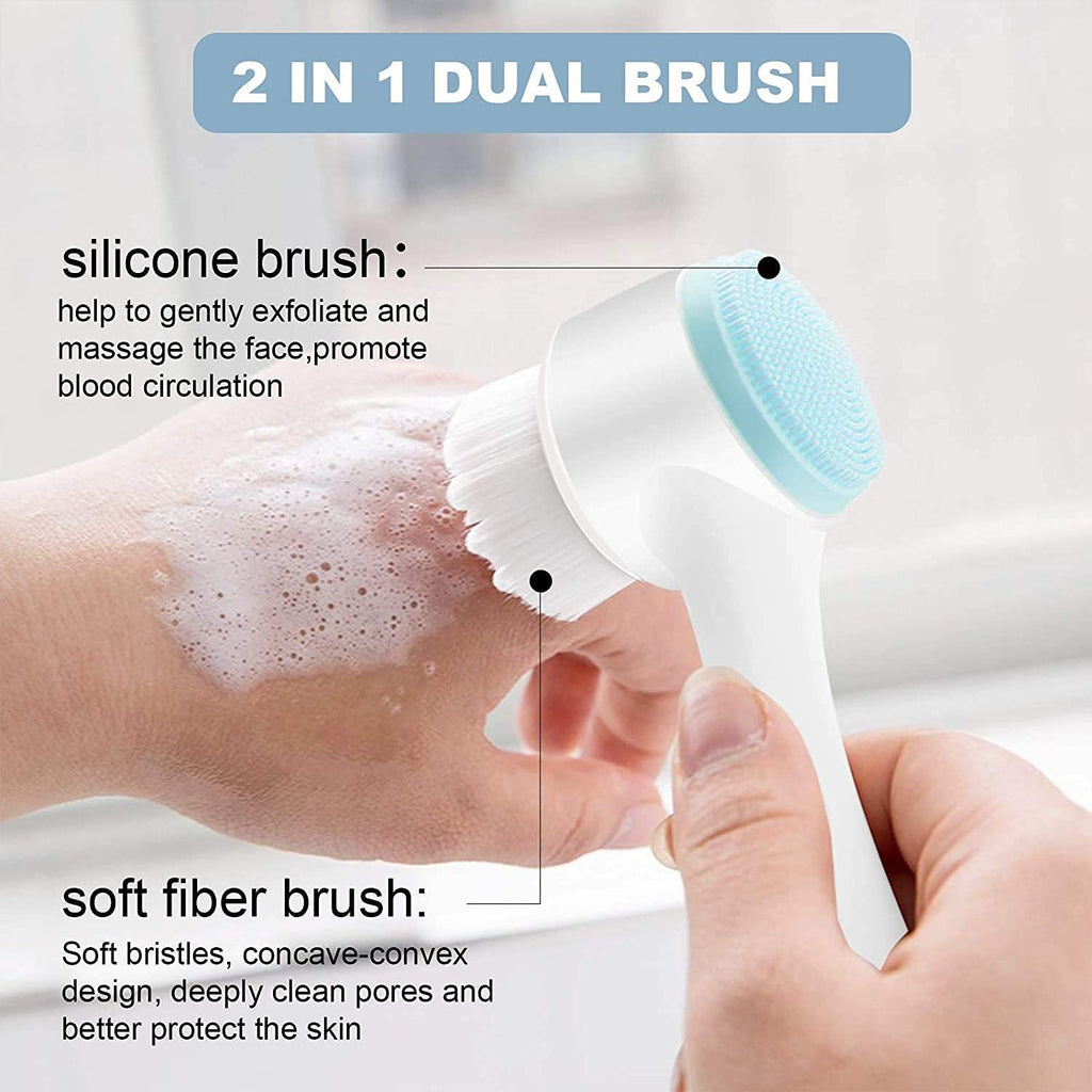 COSLUXE Manual Facial Cleansing brush, 2-in-1 Skin Care face brush, silicone facial scrubber Manual Dual Face Wash Brush for Deep Pore Exfoliation Massaging - Image 3