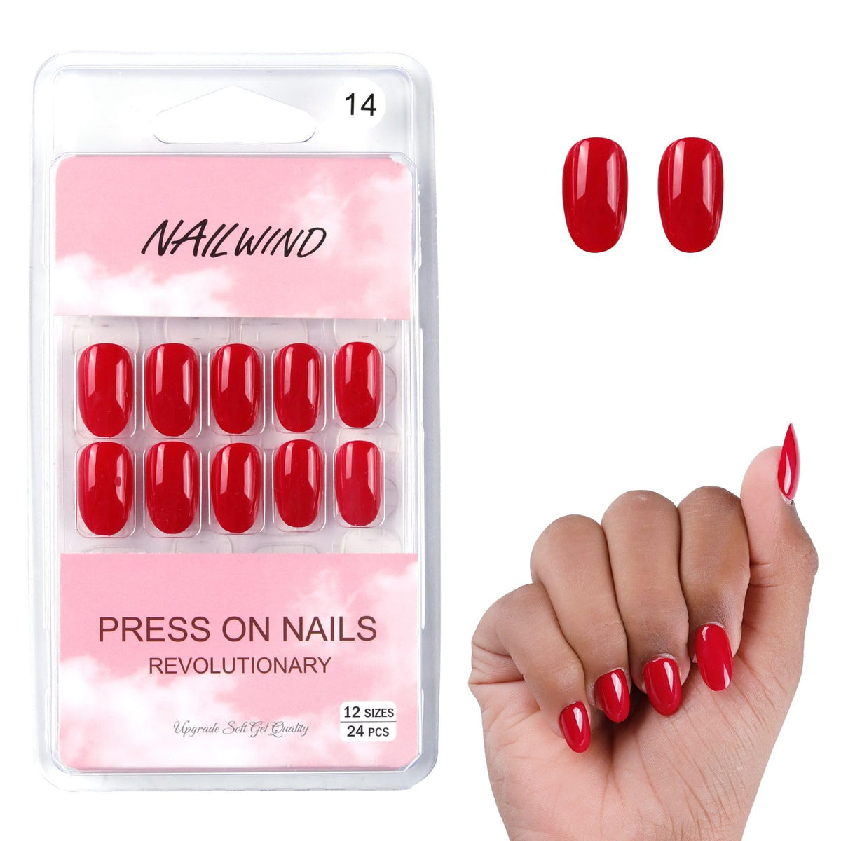 NAILWIND 24 Natural French Short False Nails Acrylic Full Cover Nails,Natural Fake Nails Delicate & Comfortable for Women and Girls (N14, 24 Count -Pack of 1)