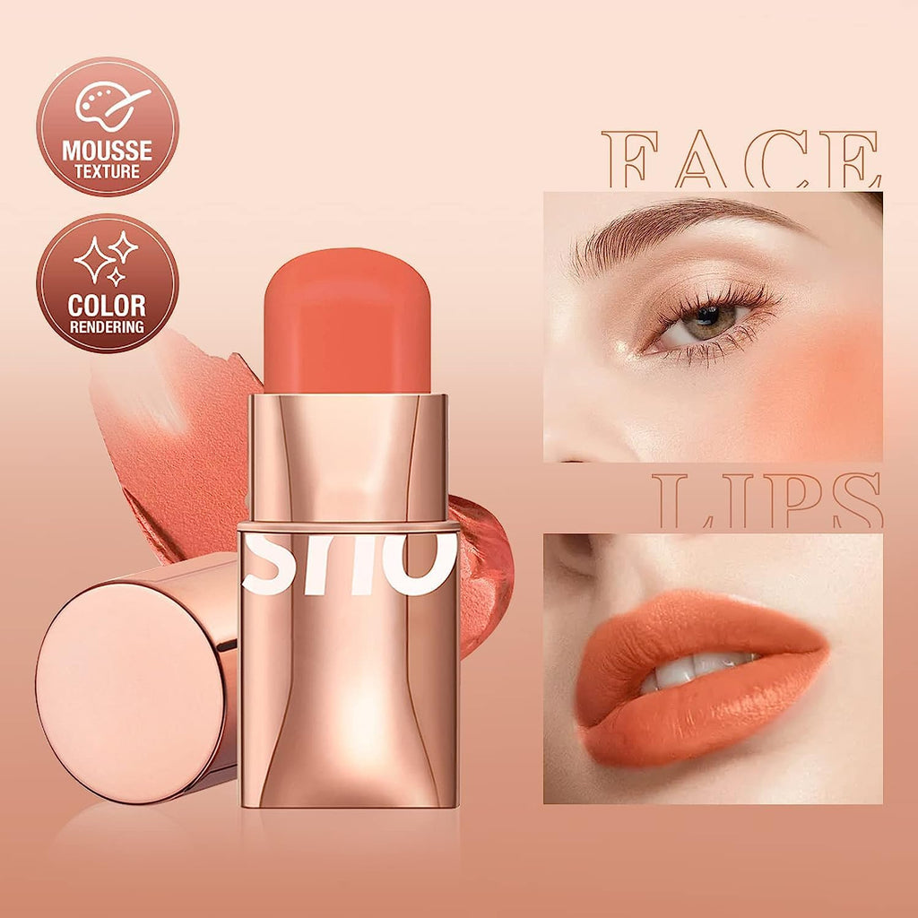 COSLUXE O TWO O Blush Stick for Cheeks Makeup,Waterproof Cream Blush Face Stick Multi-Use Lip and Cheek Tint, Lightweight Easy to Blend Natural Cream Blusher 04 - Orange - Subtle - Image 8
