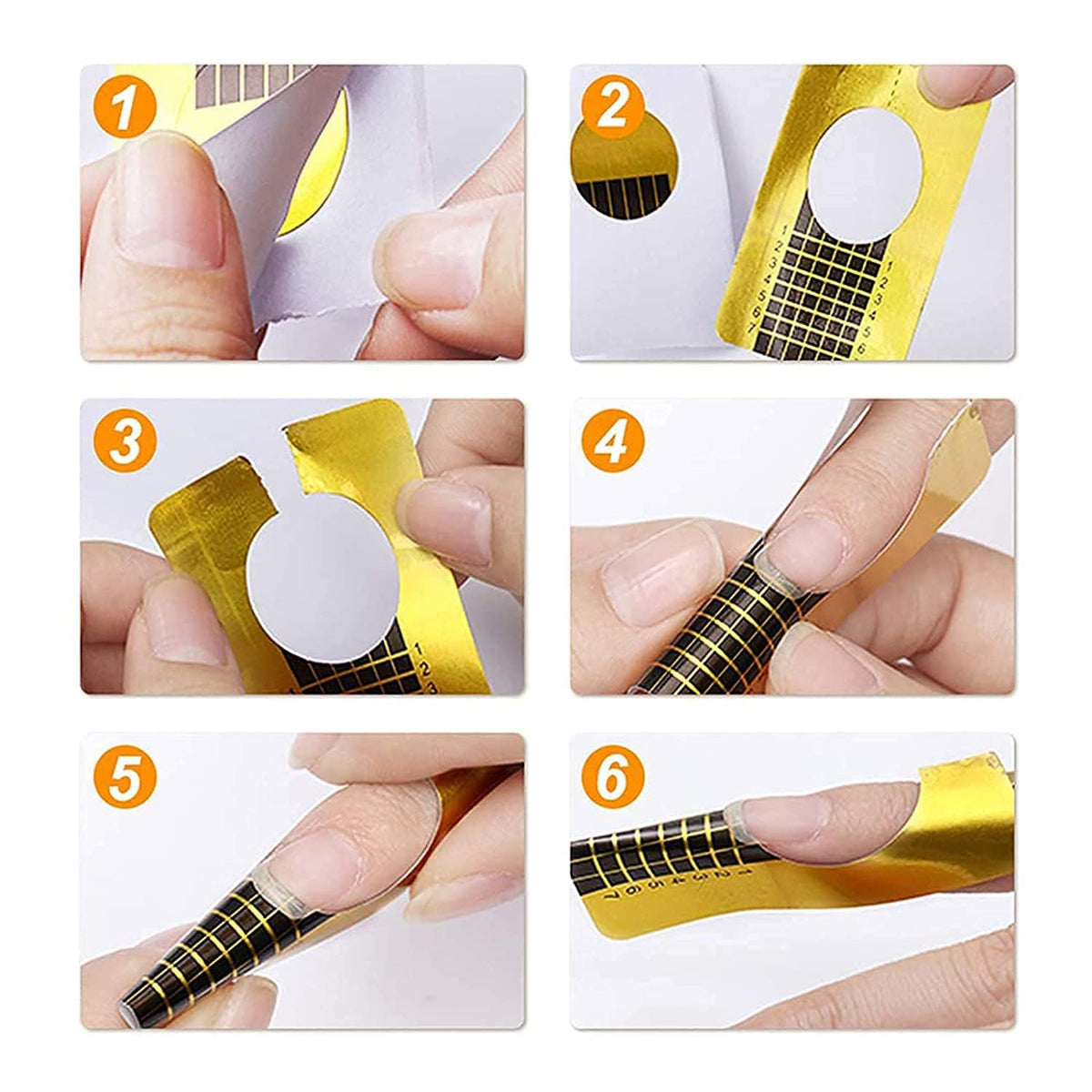 NAILWIND Nail Forms for Acrylic Nails,Polygel Nail Forms,Nail Extension Tips Guide Paper Sticker for Nail Art Gel For Acrylic, UV Gel, Salon (Rectangle - Gold, 500 PCS) - Image 3