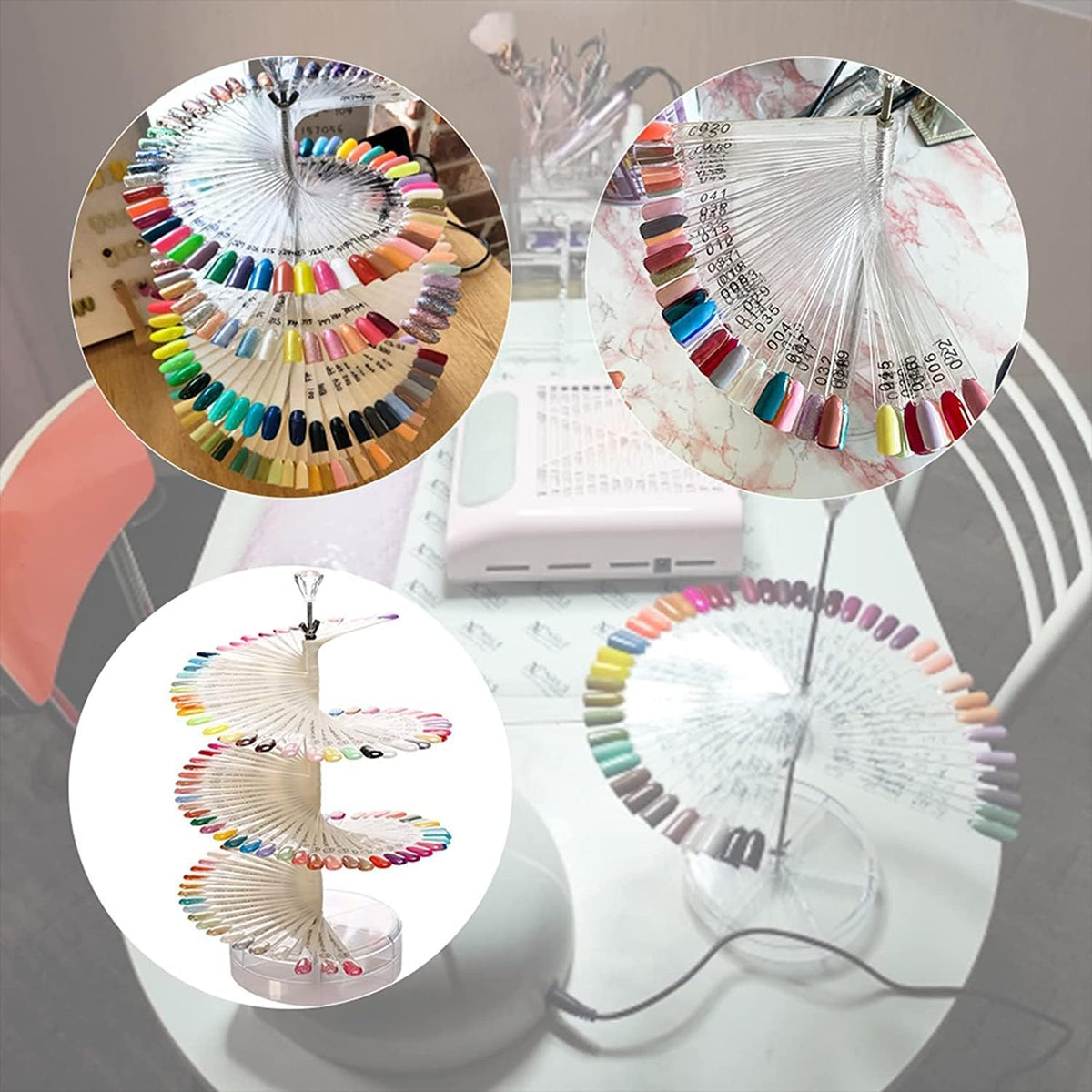 NAILWIND False Nail Practic Tips Nail Color Display, Nail Art Color Chart Display Stand Spiral False Nails Display Shelf Practice Tools For Solon Nails Polish Gel Show (Natural, 120 pcs) - Image 4