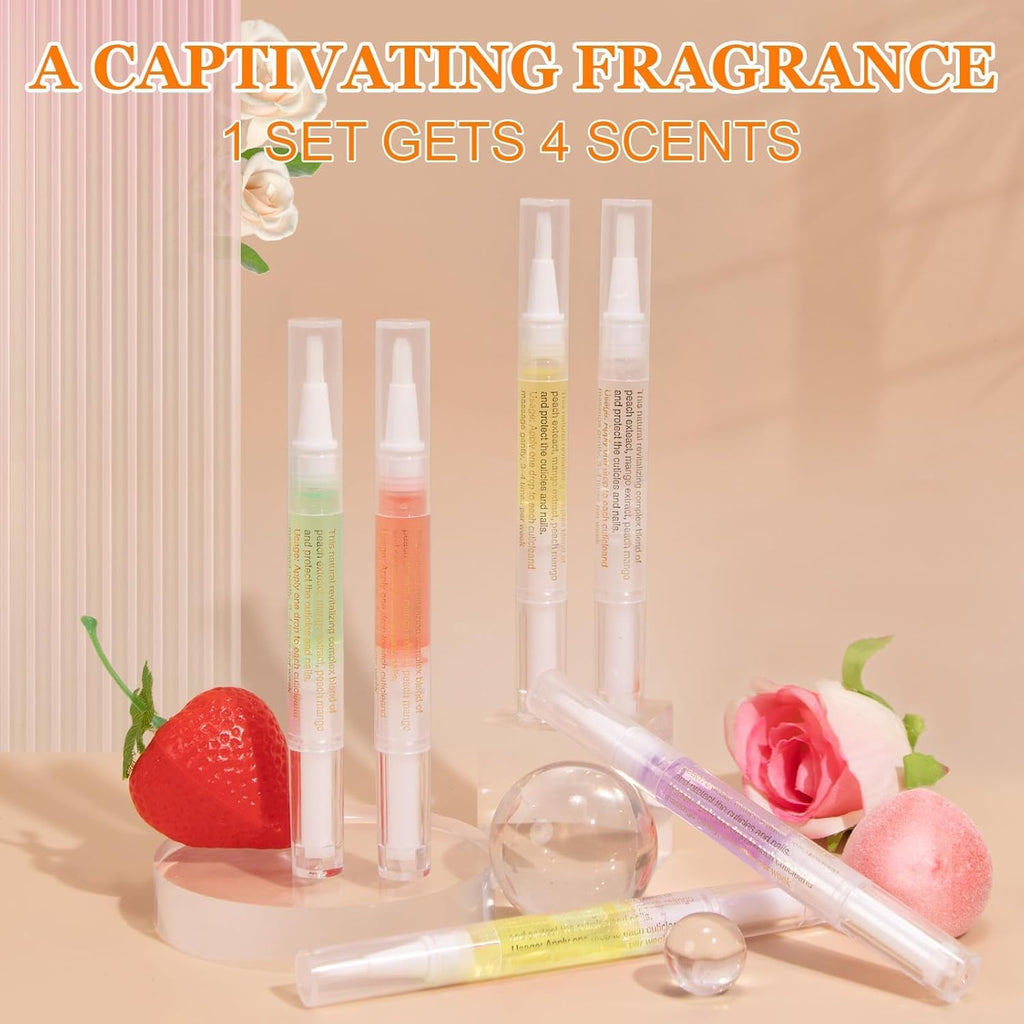 NAILWIND 4 Pcs Cuticle Oil Pens with Nail File for Nail Care, Nail Pen Oil with Natural Ingredients, Fingernails and Toenails Oil Cuticle for Repairing Cracked - Image 6