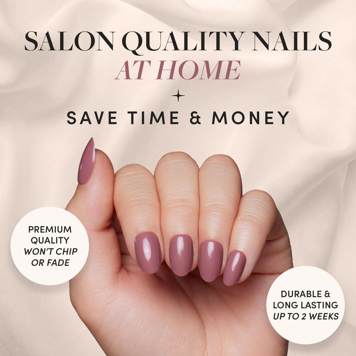 NAILWIND Press On Nails | Short Round Fake Nails, Reusable | 24 Pcs & 12 Sizes - Nail Kit | Nail Tips Natural Reusable Stick on Naill | False Nailway for Women Girls - Image 2