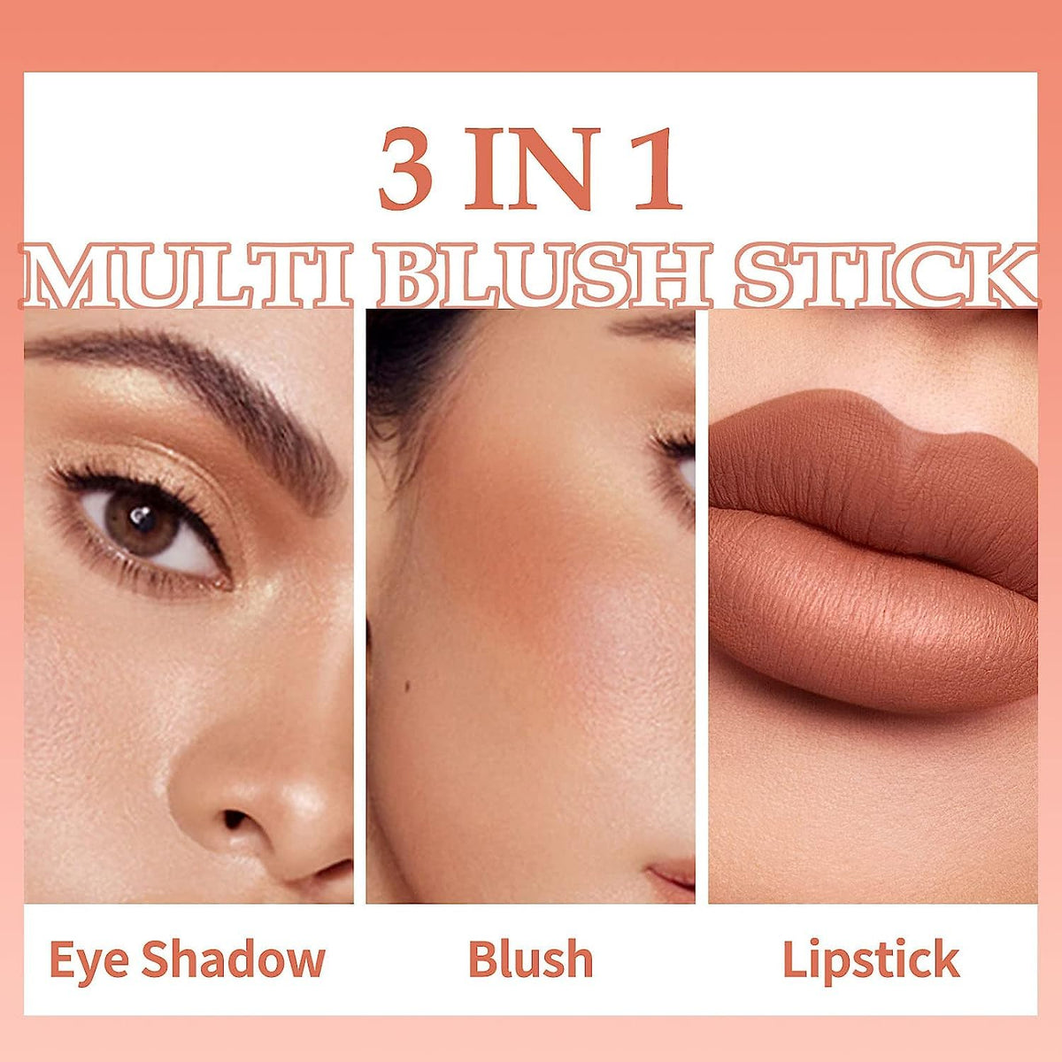 COSLUXE O TWO O Blush Stick for Cheeks Makeup,Waterproof Cream Blush Face Stick Multi-Use Lip and Cheek Tint, Lightweight Easy to Blend Natural Cream Blusher 04 - Orange - Subtle - Image 7