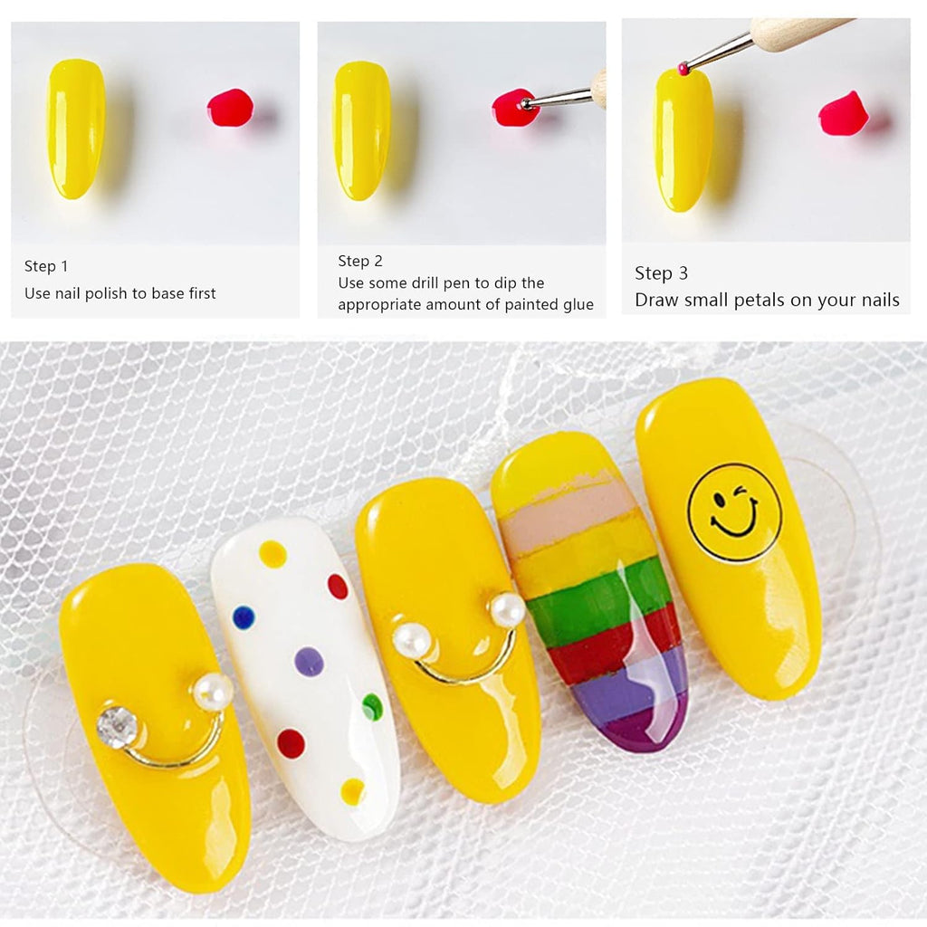 NAILWIND Dual-Ended Nail Art Brushes, Manicure Picking Pen for Rhinestones, Steel Balls, Pearls - DIY Gel Nail Making Dots Design Pen (Wooden Handle, 5 PCS) - Image 8