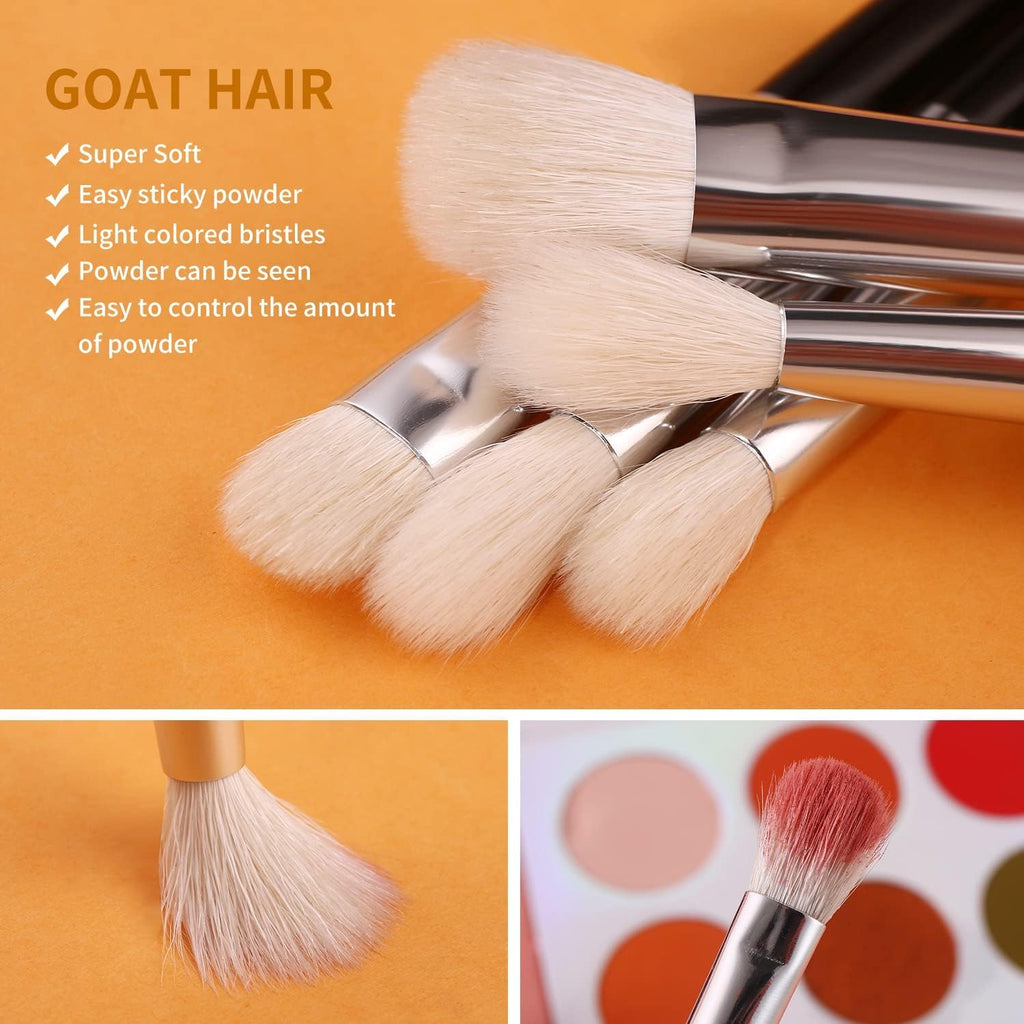 BEILI Professional Makeup Brush Set,Natural Goat Hair Premium Synthetic Kabuki Foundation Face Powder Highlighter Blush Concealer Eye Shadow Blending Eyeliner Make Up Brush (E15, 15 PCS SET) - Image 6