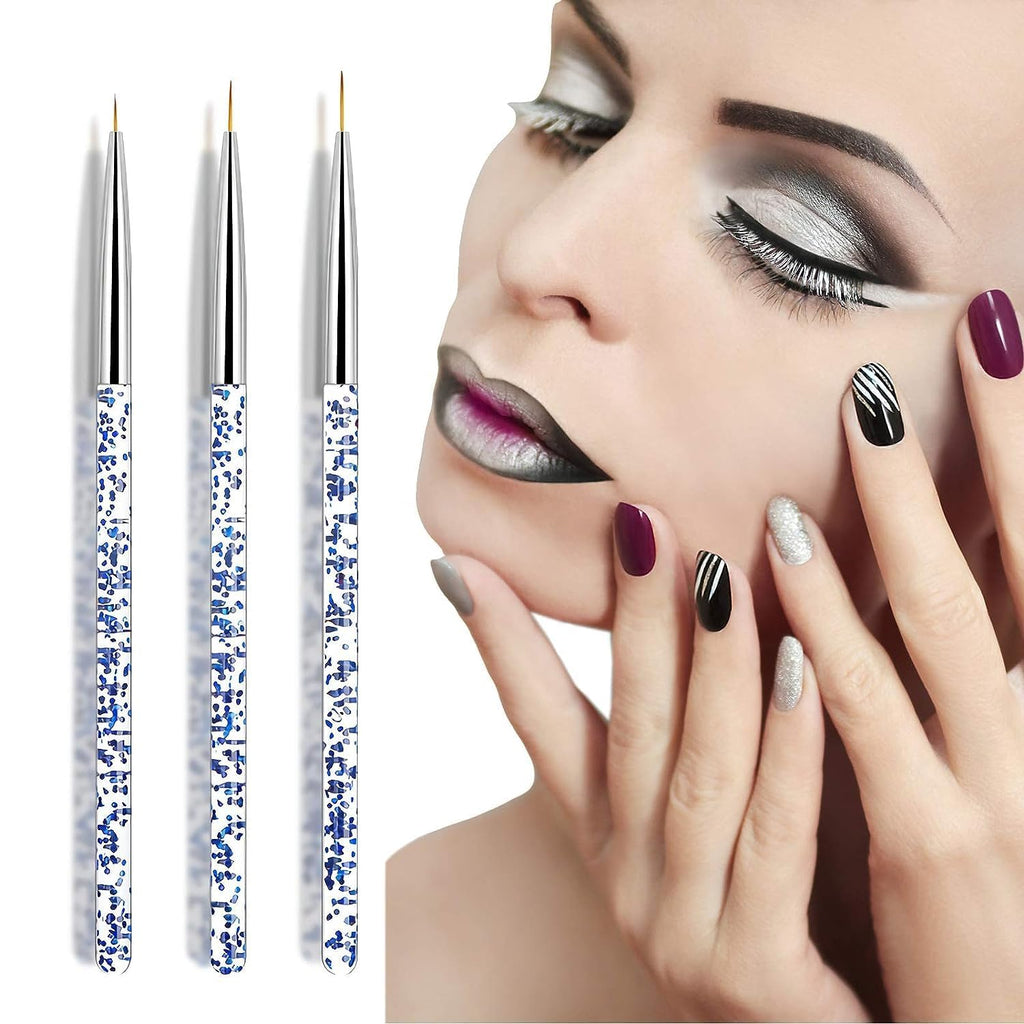 MY COLORS 3 PCS Nail Art Liner Brushes, UV Gel Painting Acrylic Nail Design Nylon Brush, Nail Painting Drawing Pens (7/9/11mm) - Image 4