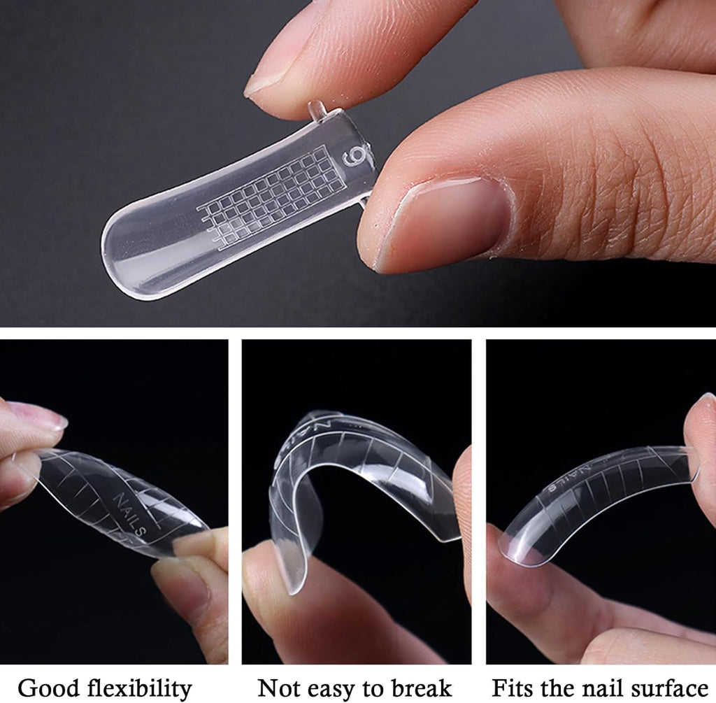 NAILWIND 100Pcs Poly Gel False Nail Tips, Nail Extension Form for Poly Nail Gel Nail Extension, Full Cover Uv Acrylic Nail Art Mold Fake Nails Extension Transparent Pack Of 1 - Image 4