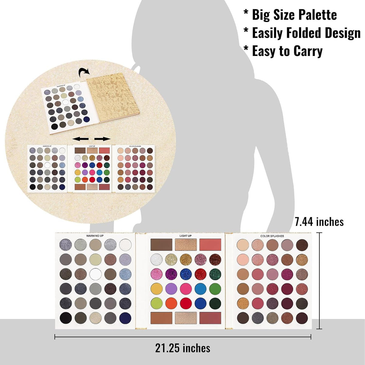 COSLUXE UCANBE Pretty 3 Eyeshadow Palette, All Set 86 Colors Makeup Kit Matte Shimmer Eye Shadow Highlighters Contour Blush Powder All In One Makeup Palette 81.4G - Image 7
