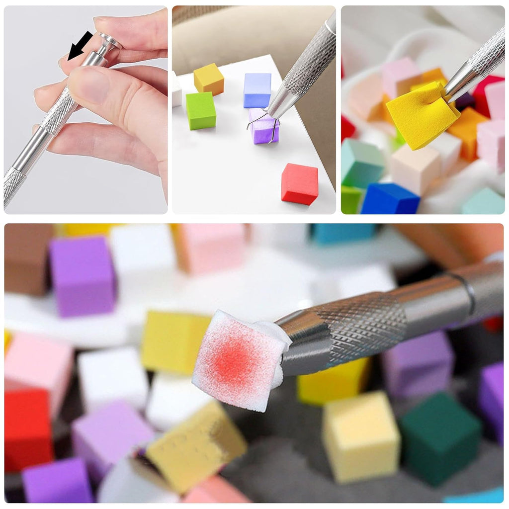 NAILWIND Nail Sponges for Ombre with 4 Claws Nail Sponge Metal Grabber,Nail Sponges, Nail Sponge 1 Metal Grabber with Mini Replaceable Nail Sponges Blocks for Ombre Nail Art, Stamping Tools Nail Art Tools Nail 80 - 100Pcs - Image 3