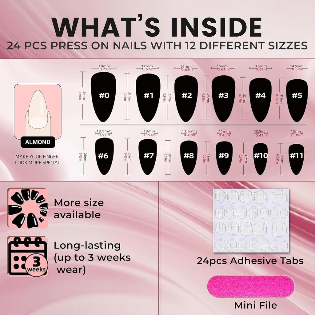 NAILWIND Press On Nails | Short Round Fake Nails, Reusable | 24 Pcs & 12 Sizes - Nail Kit | Nail Tips Natural Reusable Stick on Naill | False Nailway for Women Girls - Image 6