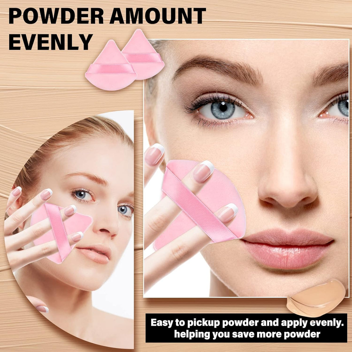COSLUXE triangle puff, pizza puff makeup Puff The Perfect Trio | 3 Set of Pink triangle puff for Makeup Sponges | for Foundation, Liquid, Cream, Powder, Beauty Gift Set Woman, Girl - Image 8