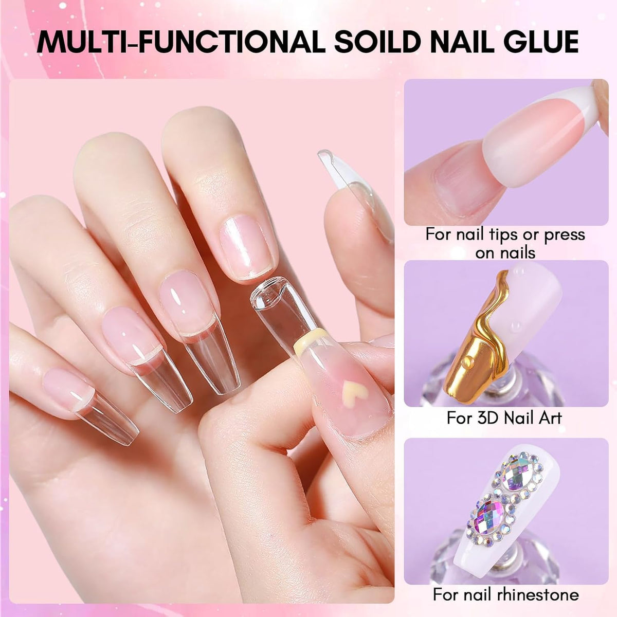 NAILWIND Solid Gel Nail Glue for Nail Tips Clear,Strong Adhesive Rhinestone Gel Nail Glue for Acrylic Nails Tips, Press on Solid Glue Gel, Nail Art Manicure Glue Gel, Need UV/LED Lamp (Clear, 15 ml) - Image 5